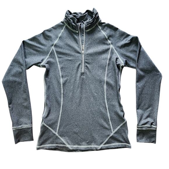 Sofibella half zip top long sleeves ruched collar heather gray size L - Picture 1 of 10